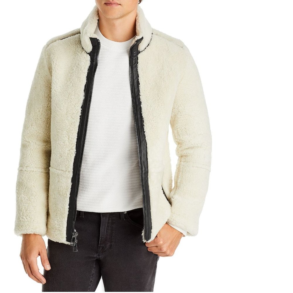 Michael Kors Mens Shearling Jacket Real Sherpa 100% Real Lamb Leather B4HP $2000